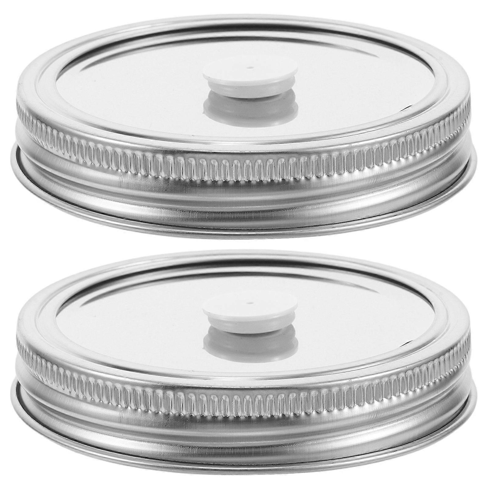 2pcs Stainless Steel Mason Jar Vacuum Sealer Lids Kit Split Type Design For Food Storage And Fermentation Easy Use And Cleaning