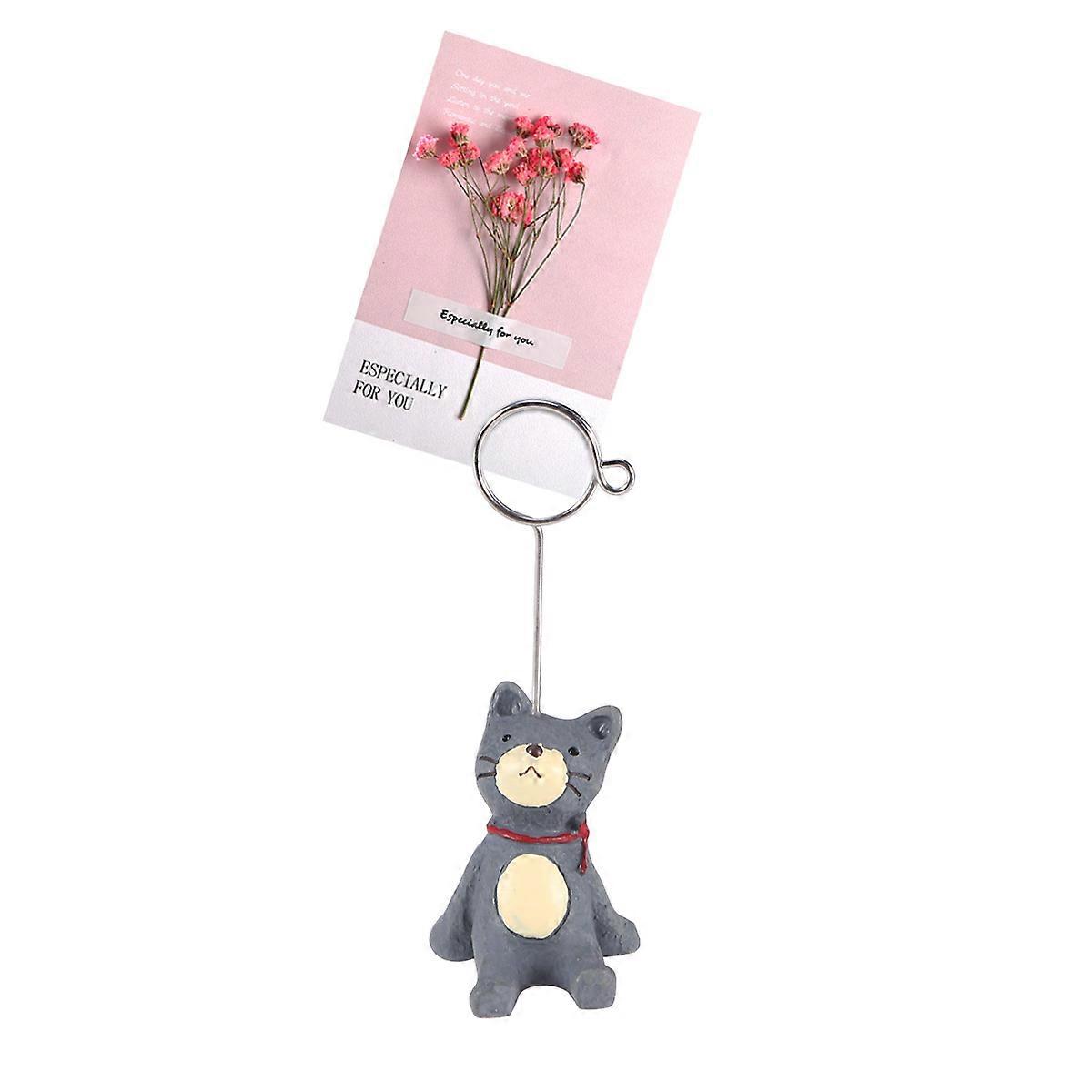 Cartoon Note Holder Little Cat Resin Message Folder for Party 4Pcs
