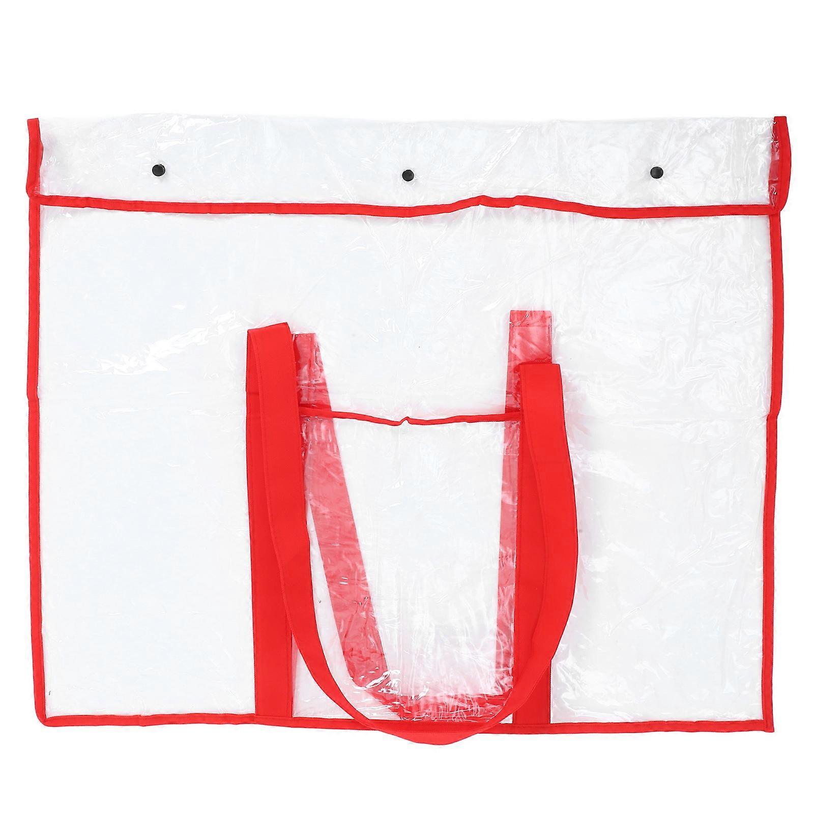 Artwork Bag Art Portfolio Case for Posters Large Capacity PVC Red Buckle Handle