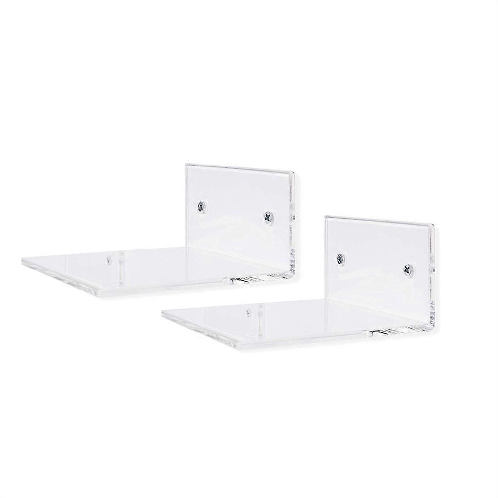 Pack of 2 Floating Shelf Smooth Surface Display Cases Transparent Wall Mount