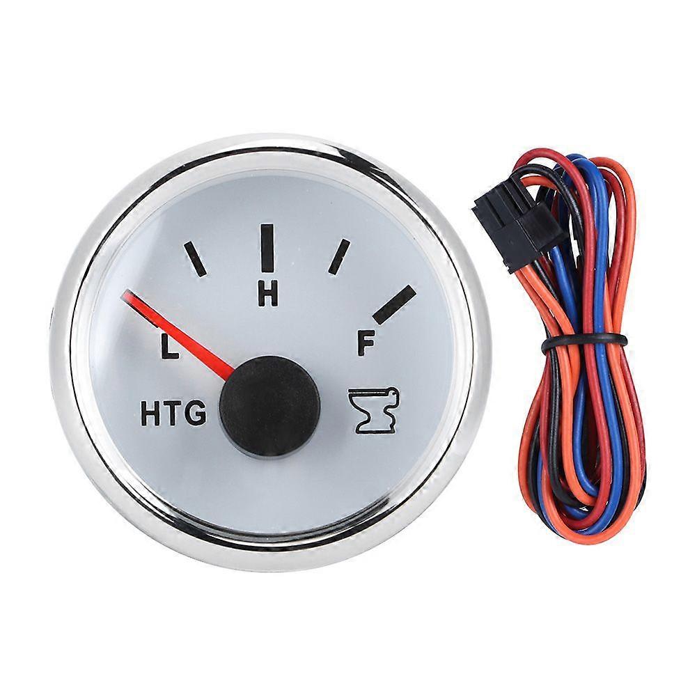 52mm / 2in Marine Boat RV Sewage Water Holding Tank Level Gauge HTG Meter 0-190 ohms 9-32VSilver Frame White Dial