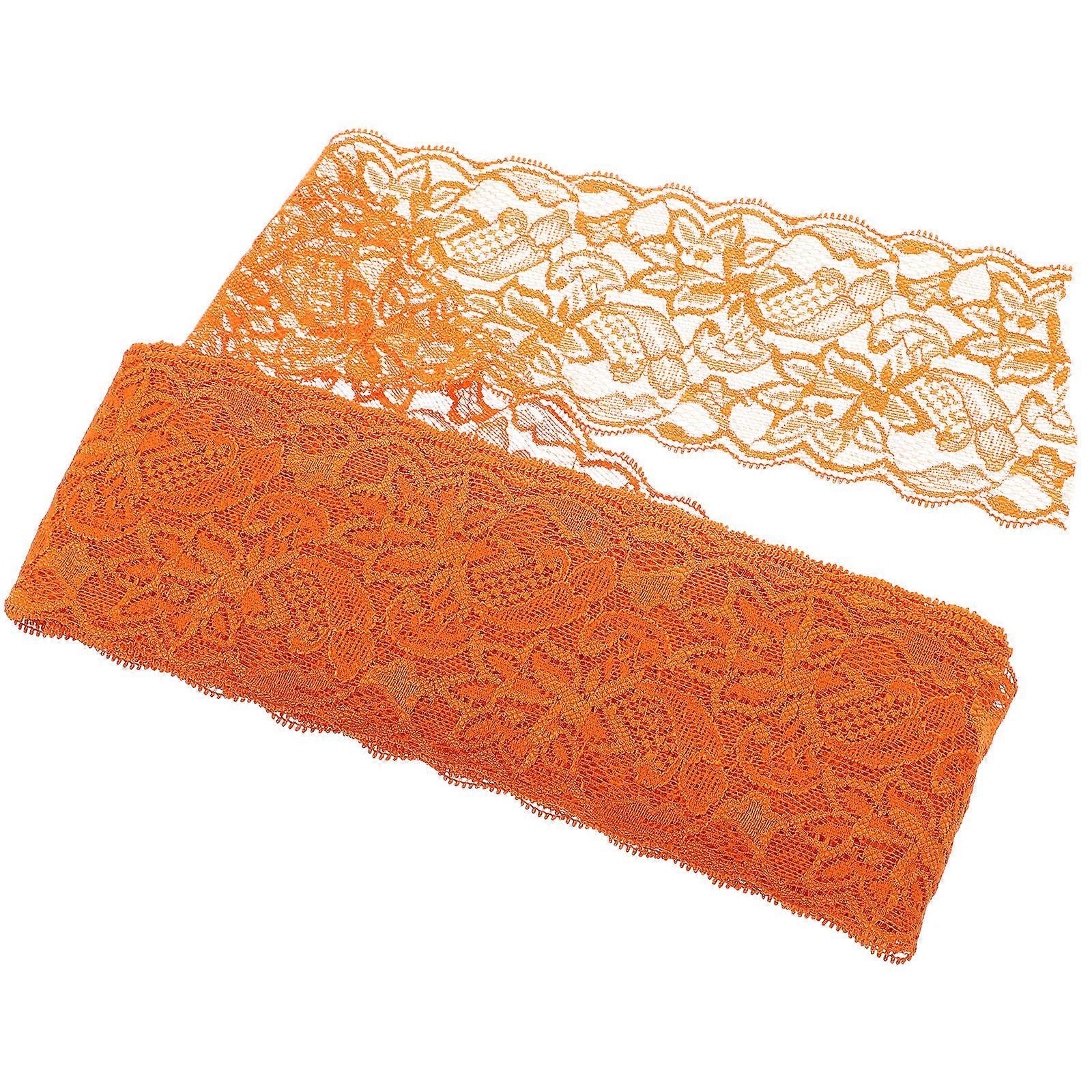 Orange Fabric Lace Trim Neckline Lace Trim for DIY 10Pcs Elastic Ribbon