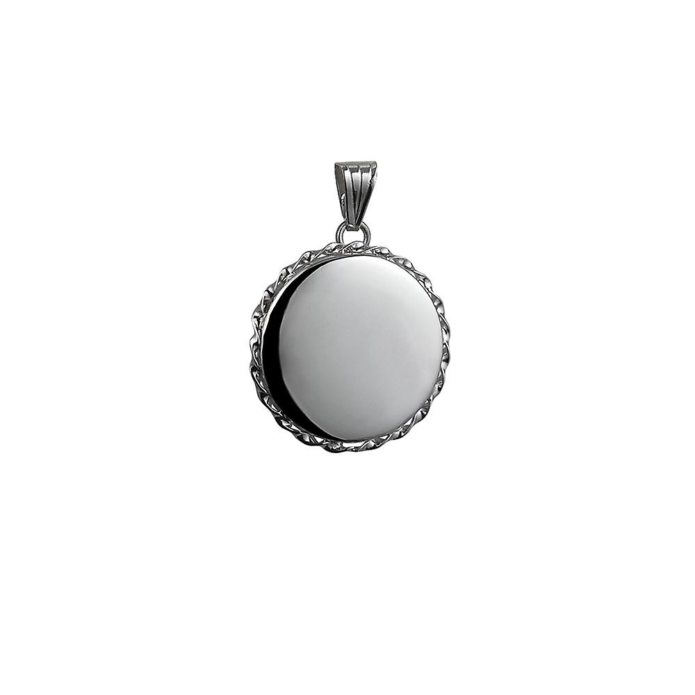 Silver 25mm plain twisted wire edge flat round Locket