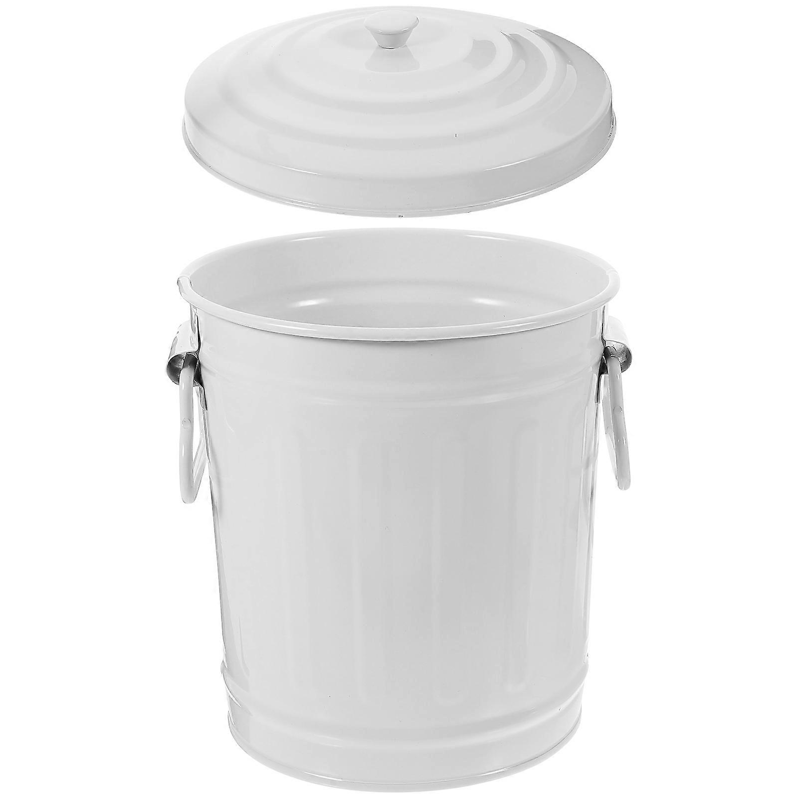 Iron Desk Trash Can Pen Organizer for Storage Use 2Pcs Multi-Function