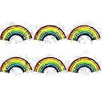 Rainbow Fan, 6 Pieces Dancing Decorative Hand Fan Summer Folding Fan