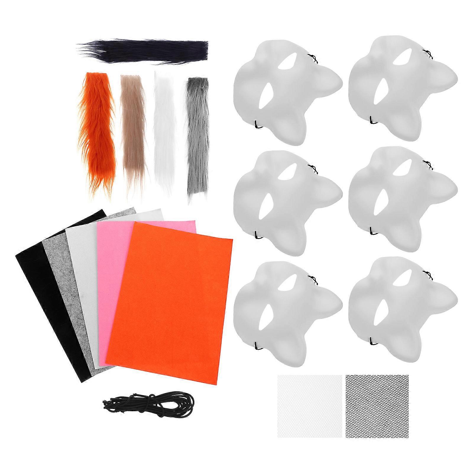 Paintable Animal Cat Mask DIY Half Face Mask for Crafting 3Sets PVC