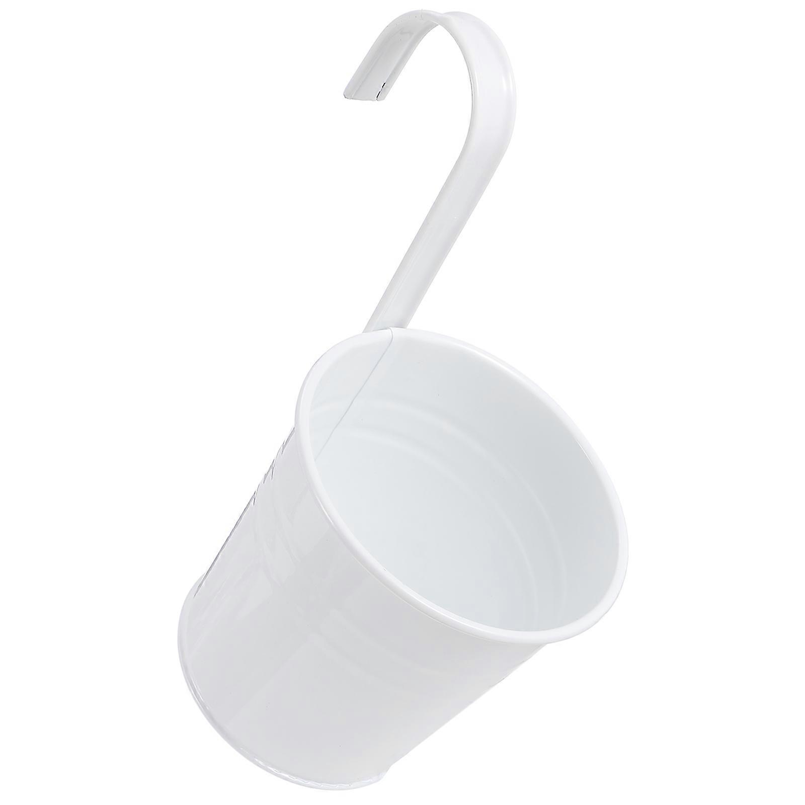 Hanging Flower Pots 32 Pcs Iron Bucket Planter For Balcony Garden Drainage White Color Rectangular Shape