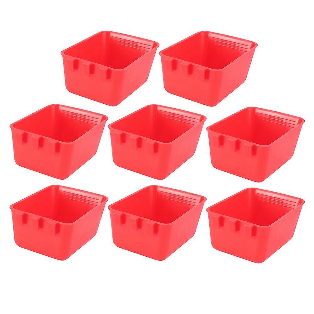 Bird Cage Dish Compact Bird Feeder Feeding Watering Prevent Tipping Red 12.50X9.50X6.00CM 8Pcs