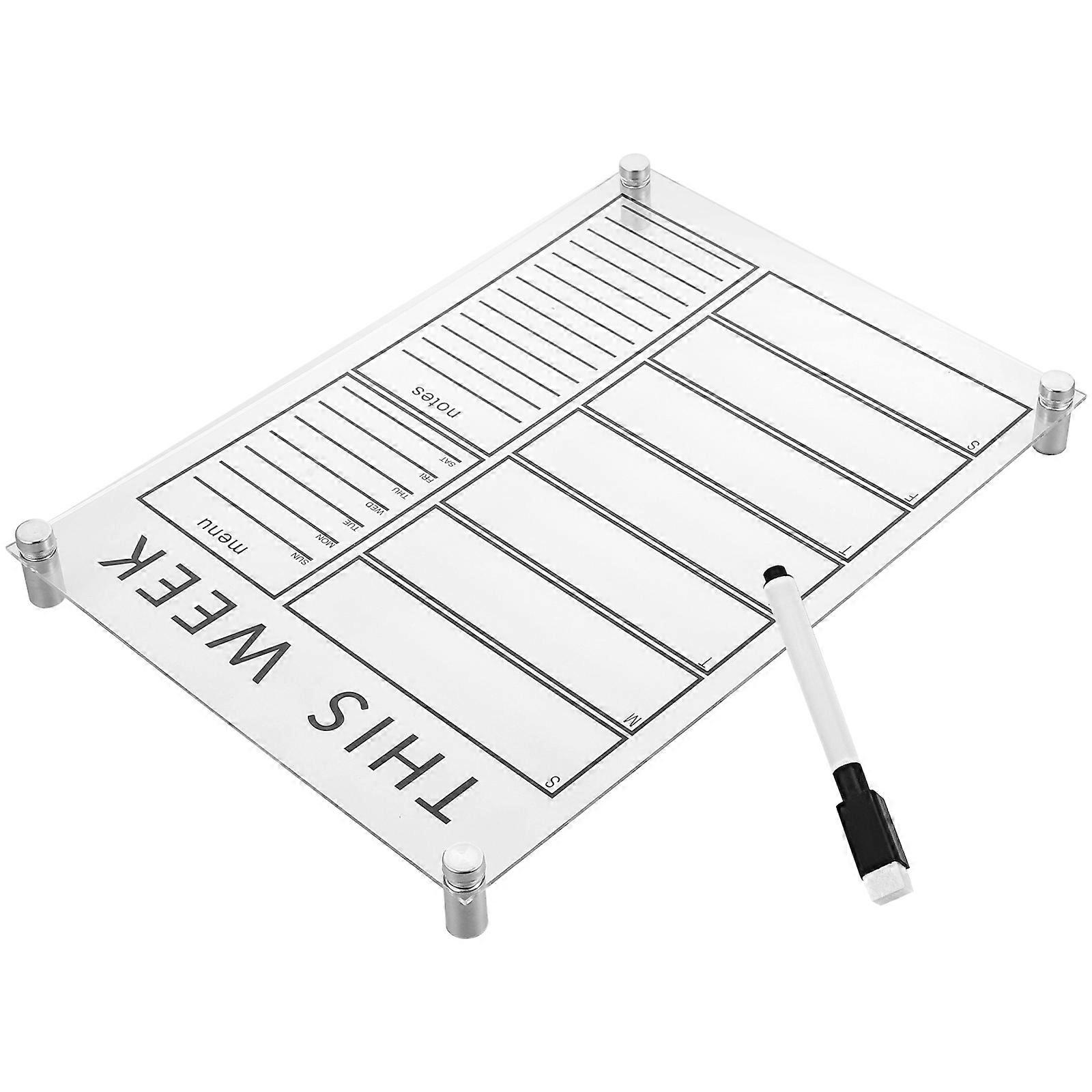 Wall Mounted Memo Board Rectangular Acrylic Planning Office Use 11.7×8.3×0.4In 1 Set