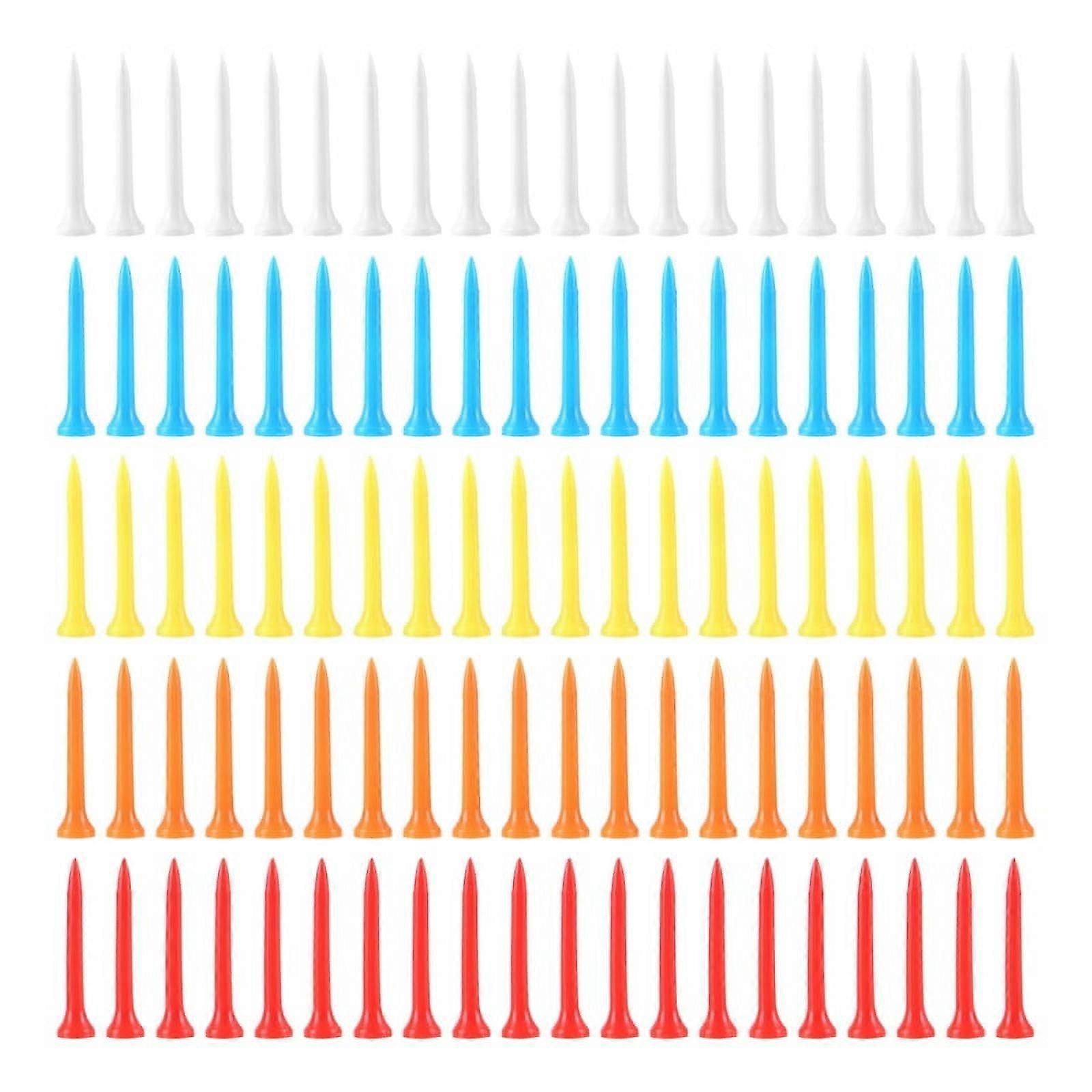 100 pcs Golf Tees 54 mm Plastic Mixed Color