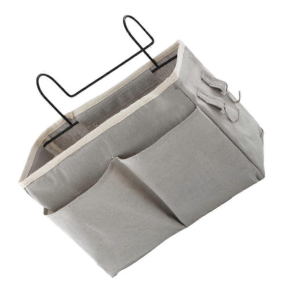 Bedside Pocket Bed Basket Hanging Bag Organizer Rectangular Simple Design Large Capacity Light Grey 30X18.3CM 1Pcs