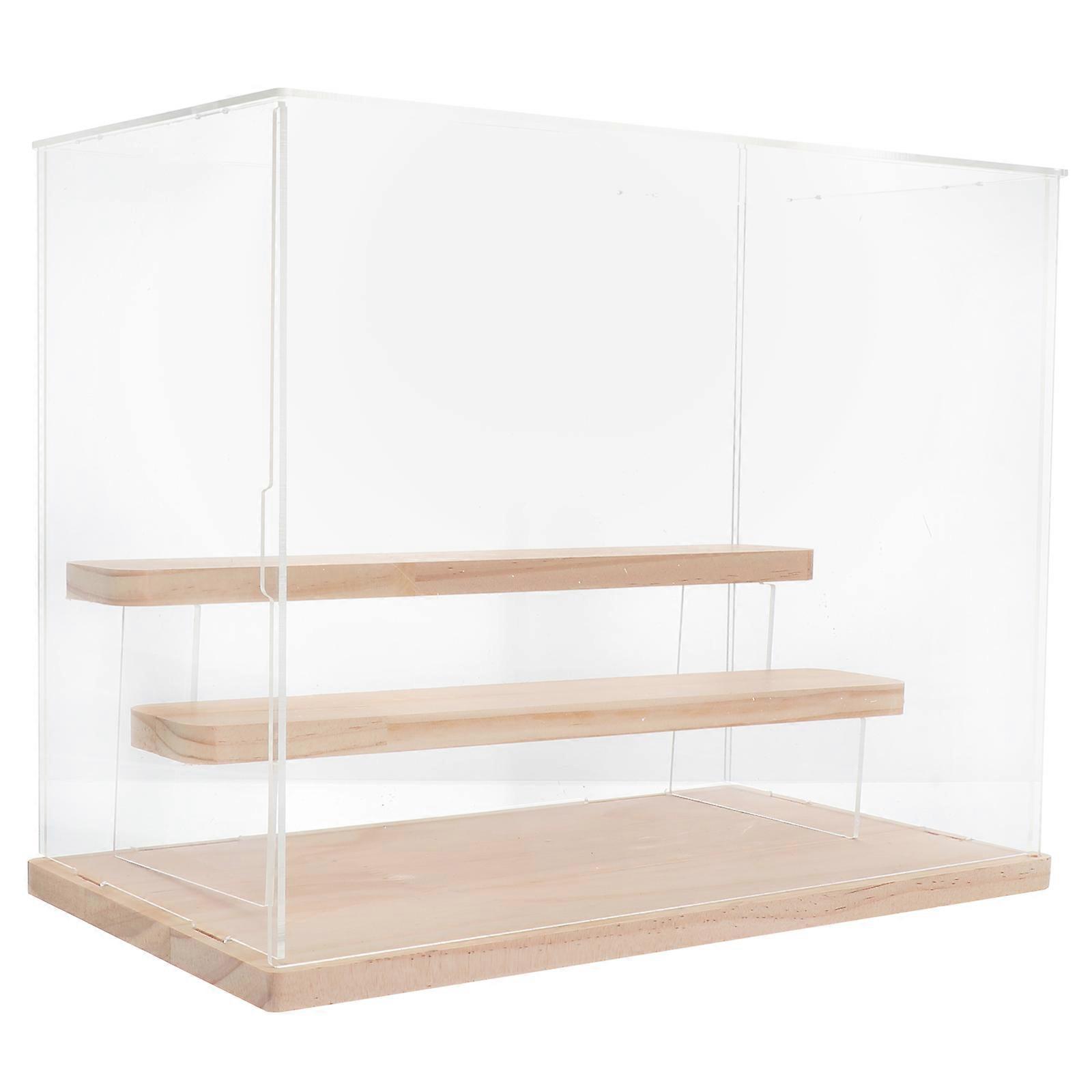 Transparent Model Display Cabinet Wooden Acrylic Display Box for Storage Use 1Pcs