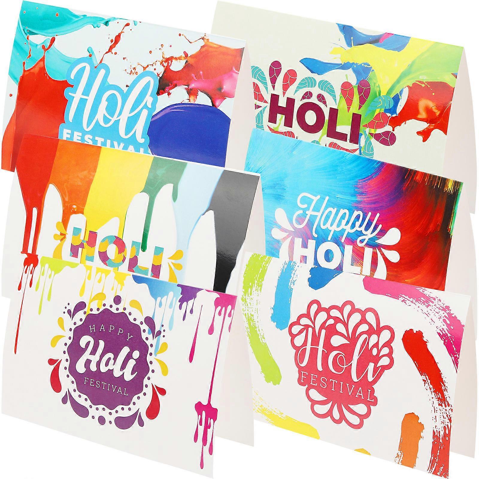 Holiday Greeting Cards Holi Blessing Cards for Party 8Sets Included