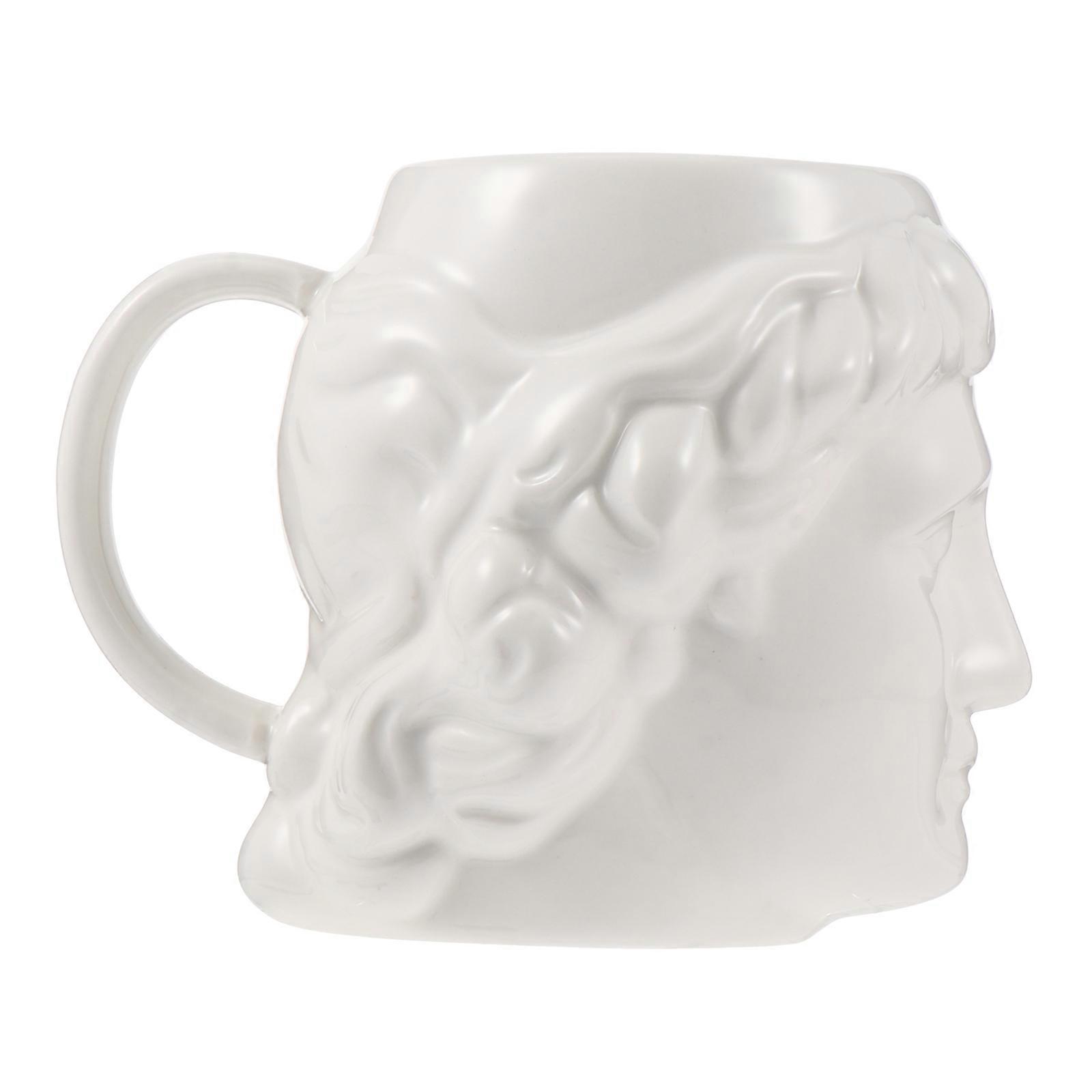 White Ceramic Water Cup David Sculpture Mug for Drinking Use 2Pcs Ceramic Mugs