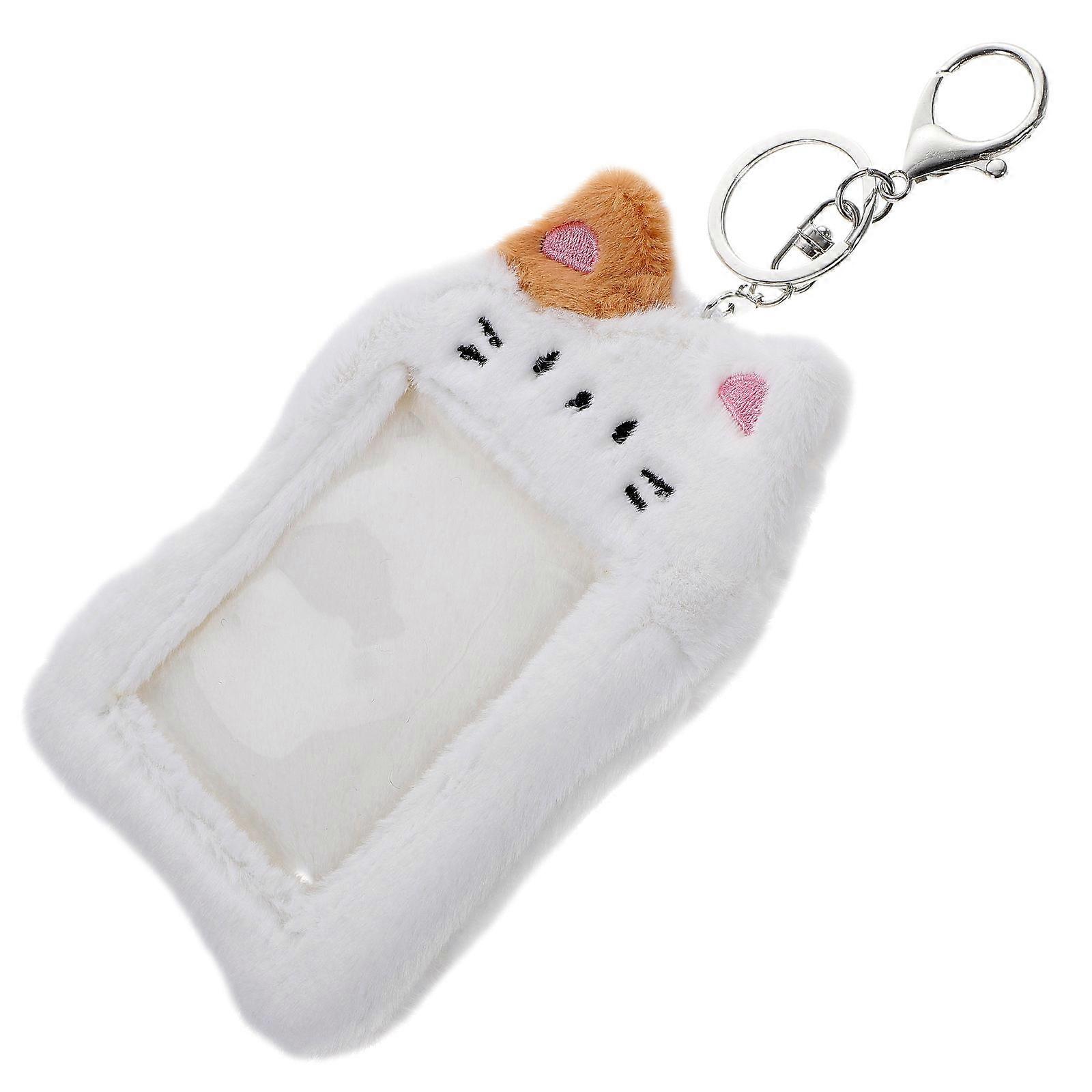 Plush Cartoon Cat Card Holder White Card Protector for Decor 5Pcs