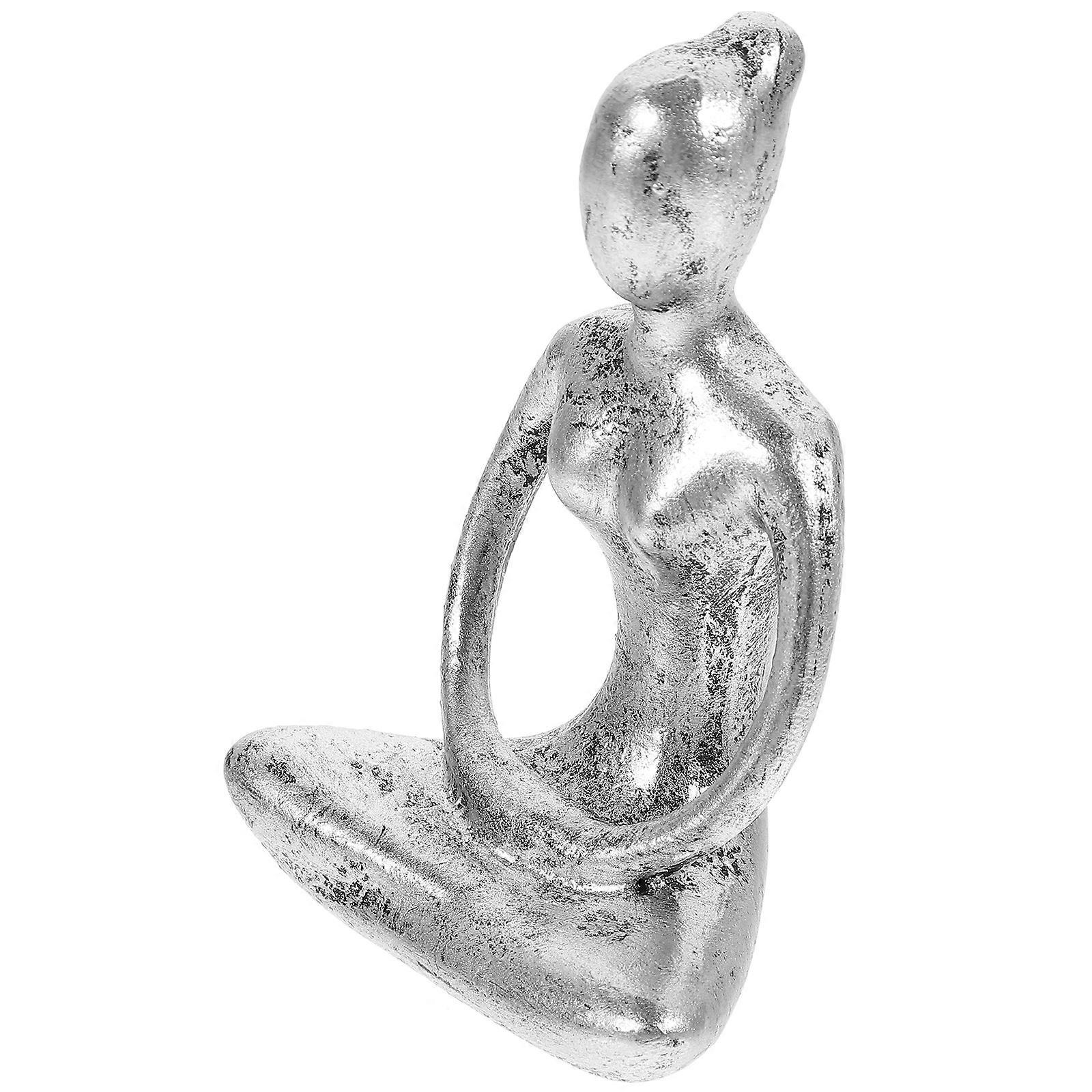 5Pcs Silver Desktop Thinker Statue for Home Supply Decorative Abstract Art