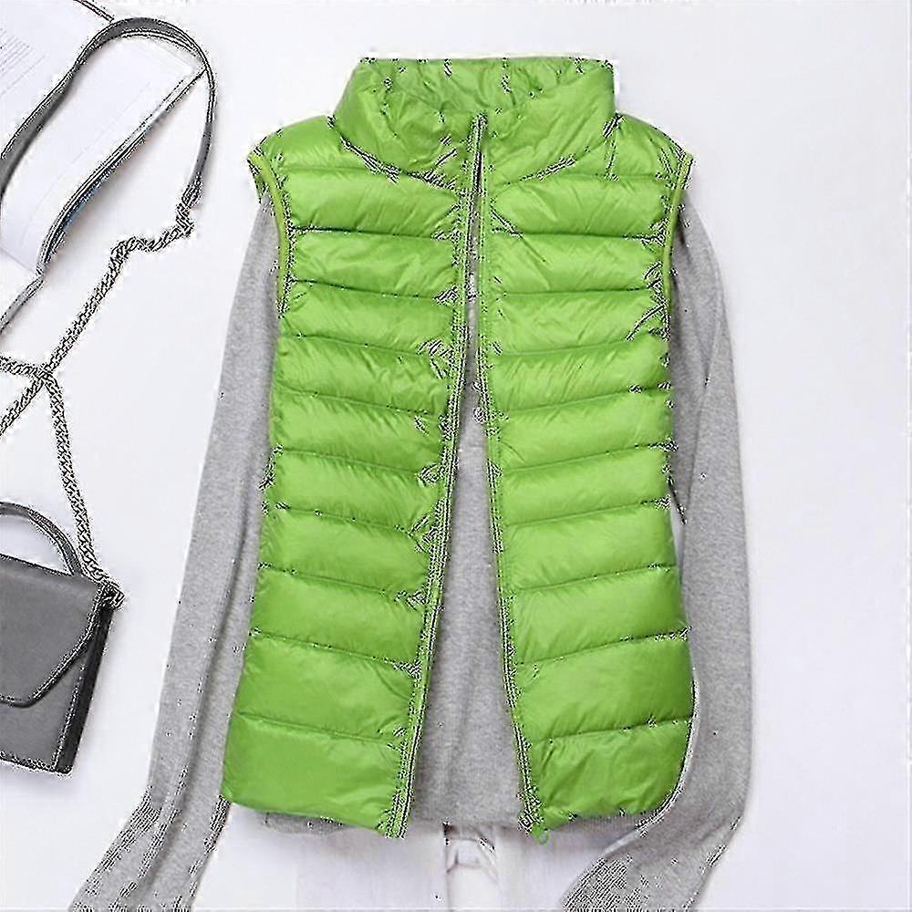 Lett, vattert dunvest for kvinner, varm og ermeløs vinterdunvest