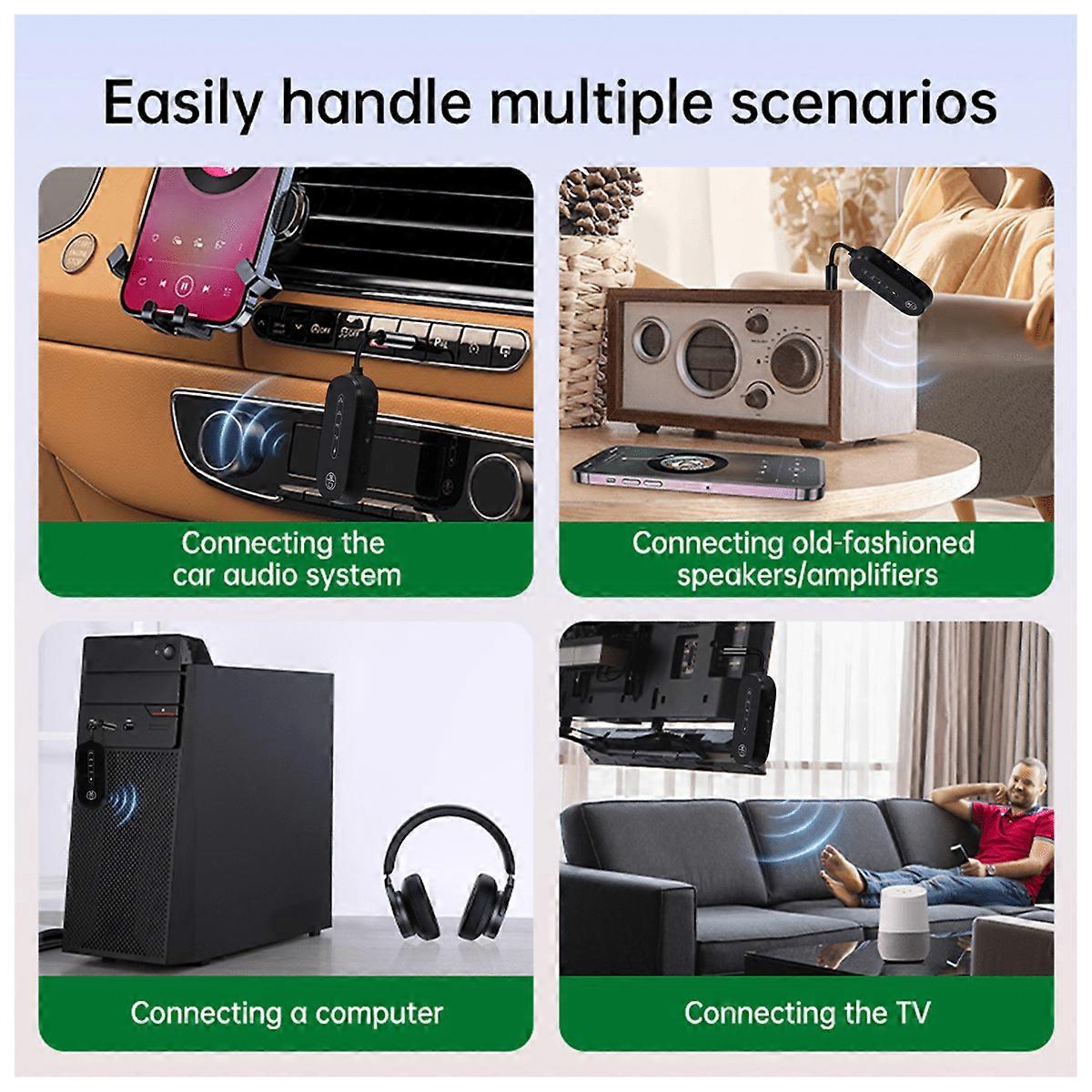 Bluetooth 5.4 Zender Ontvanger 2 in 1 Draagbare Draadloze 3,5mm Jack
