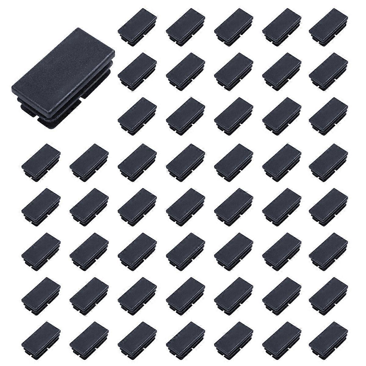 8 Pcs Black Plastic Rectangular Blanking End Caps Inserts 20mm x 40mm