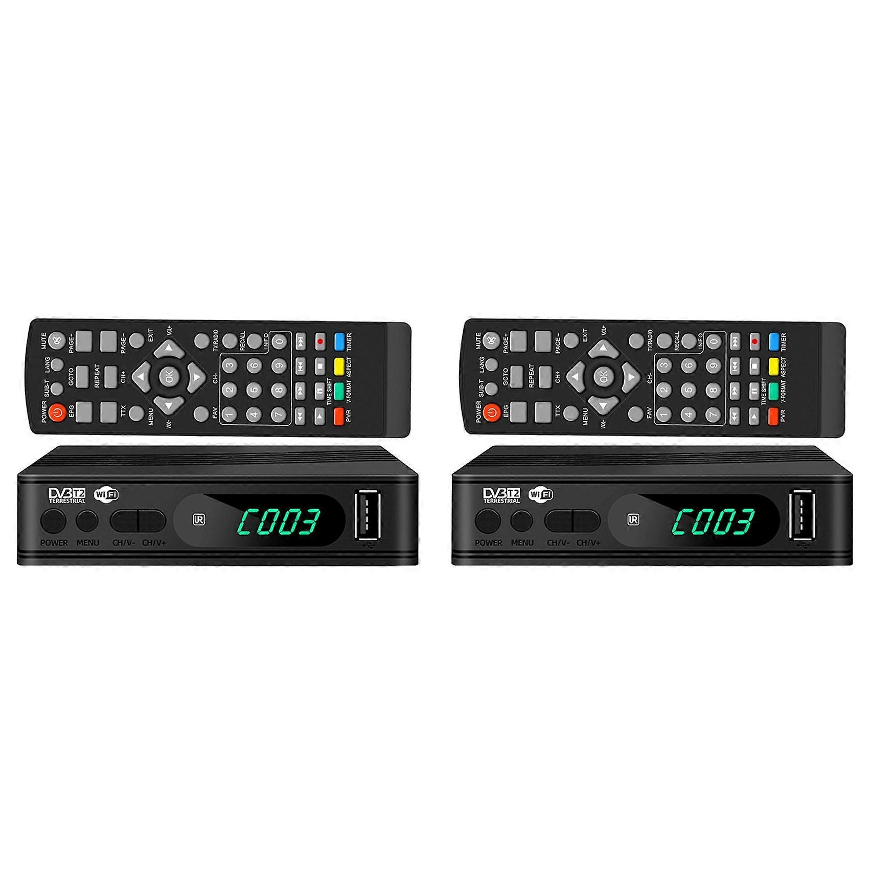 2X DVB-T2 TV Tuner Terrestrial Satellite TV Receiver Digital TV Decoder HEVC DVBT2 H.264 HD USB Set Top Box EU Plug