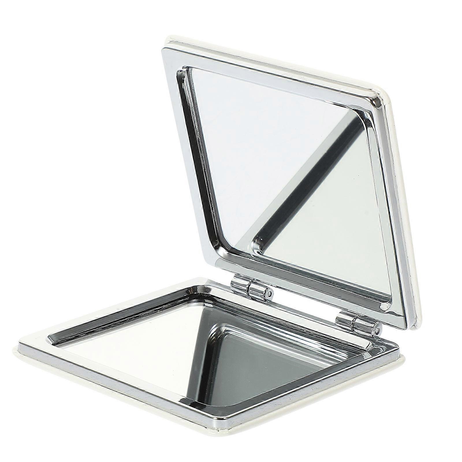 White Compact Makeup Mirror Folding Clamshell Makeup Mirror