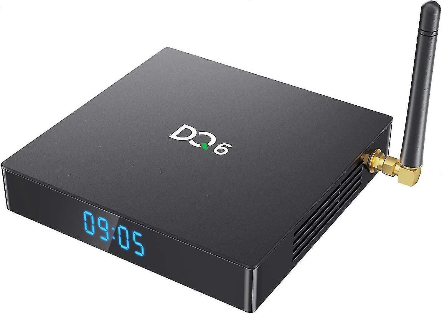Android 10.0 OS TV Box, Nieuwste Android Versie DQ6 TV Box, RK3318 Quad-core 2.4Gb Hz / 5Gb Hz Externe Dual WiFi Bluetooth 4.2 Antenne (4 + 64)(Zwart)