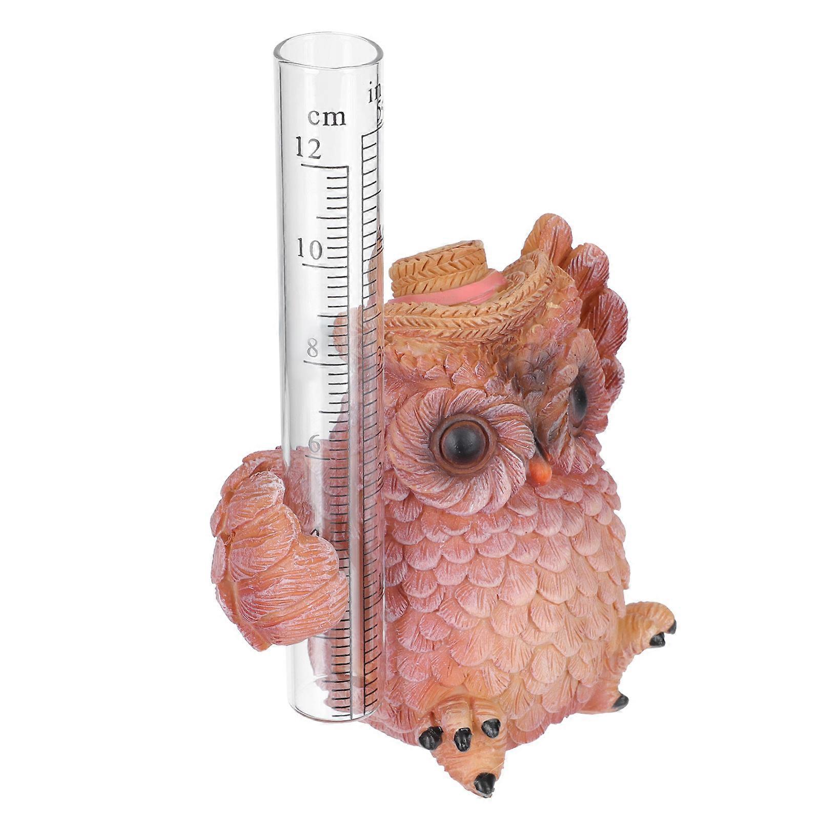 Owl Shape Decor 2Pcs Suitable For Yard And Home Decor Featuring Classic Design And Rain Gauge Measurement Tool