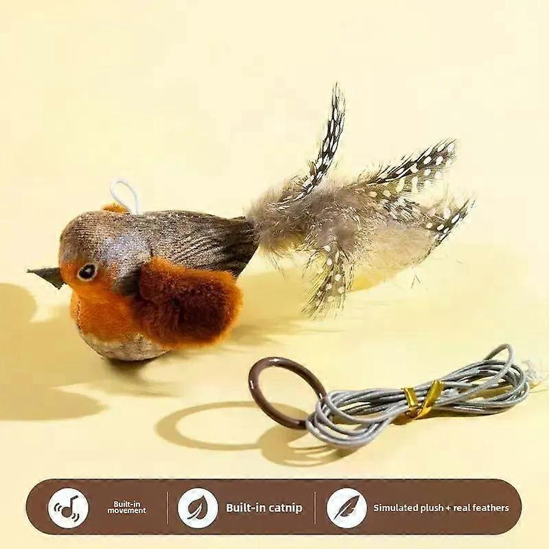 Indoor Interactive Birds Toy for Cat Chasing Teasing Toy Sounding Catnip Cat Teaser Toy Self-hilarity Wall Hanging Birds Cat Toy