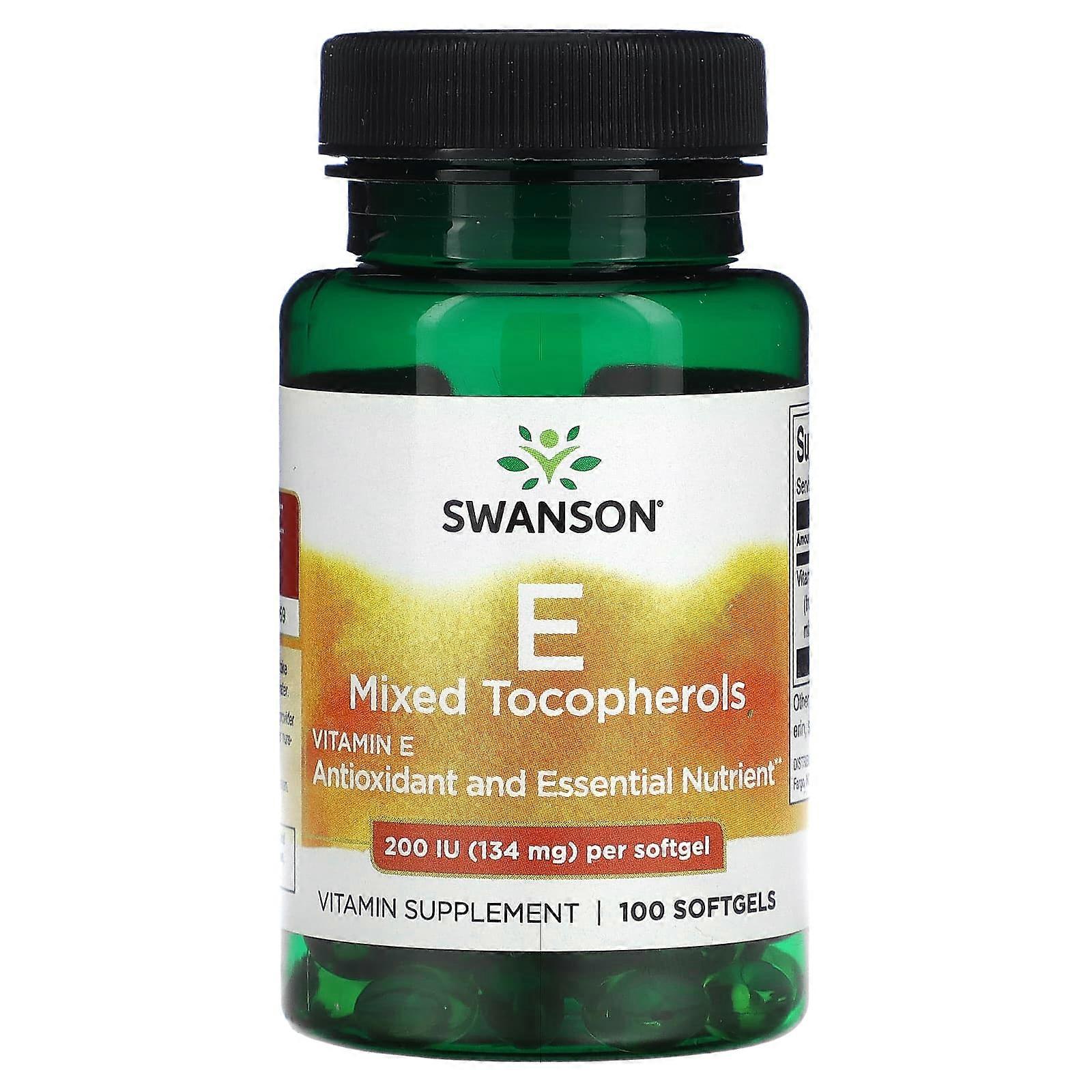 Vitamin E Mixed Tocopherols, 200 IU (134 mg), 100 Softgels