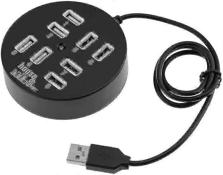 Usb 8 Ports Box Multi Data Transmission Usb 2.0 Hub Round Shape Multi-port Splitter Charger Adapter Replacement With Led For