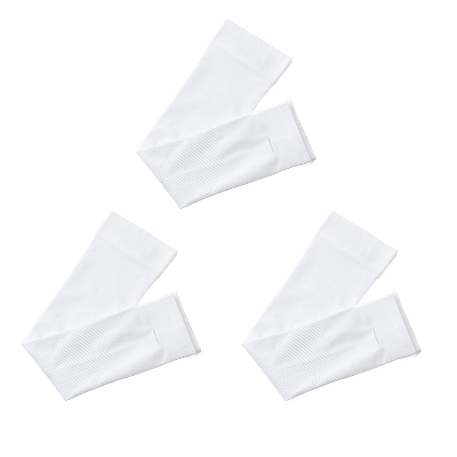3 Pairs Ice Sleeves High Elasticity Comfortable Breathable Versatile Basic Solid Color Style UV Protection Sleeves