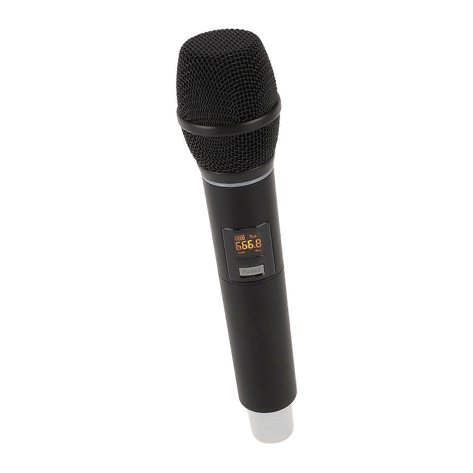 Professional Microphone with Lights 6.35MM UHF Rechargeable Cordless Dynamic Microphone for Home Stage Performance Karaoke 