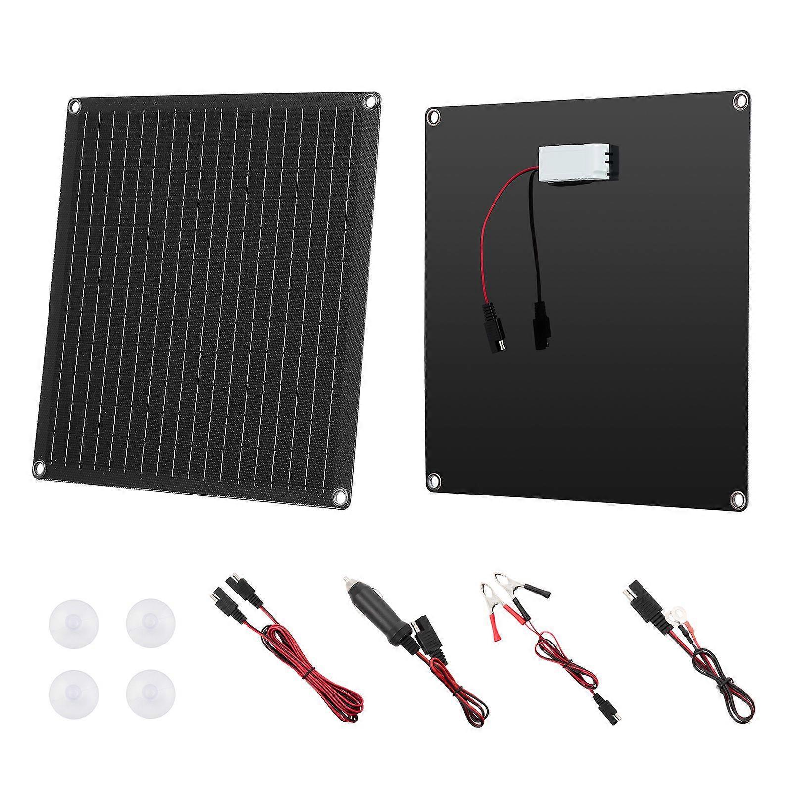 20W 12V Solar Panel Battery Charger, with Built-in Smart Controller & 3 Connection Cables, IP67 Waterproof