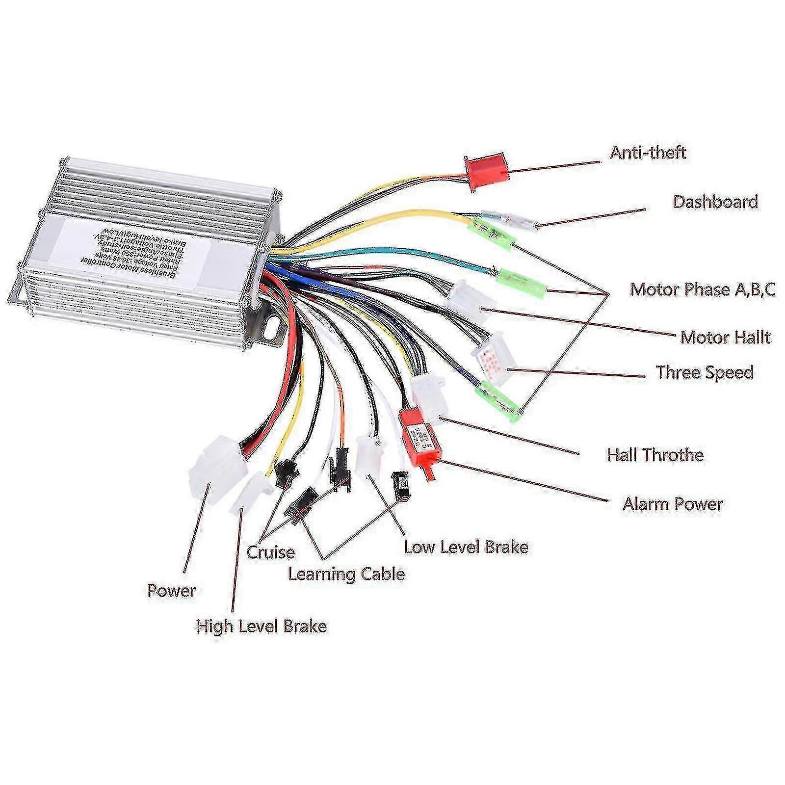 350W Brushless DC Motor Speed Controller Compatible with 36V 48V E-Bikes