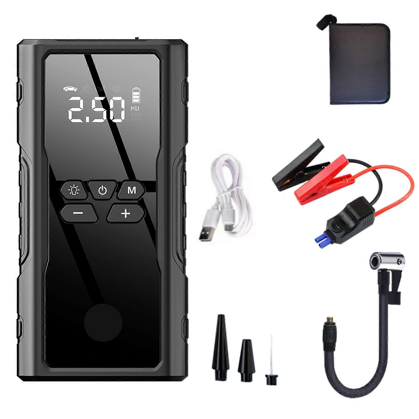 Cordless air inflator for motorcycle with jump start function