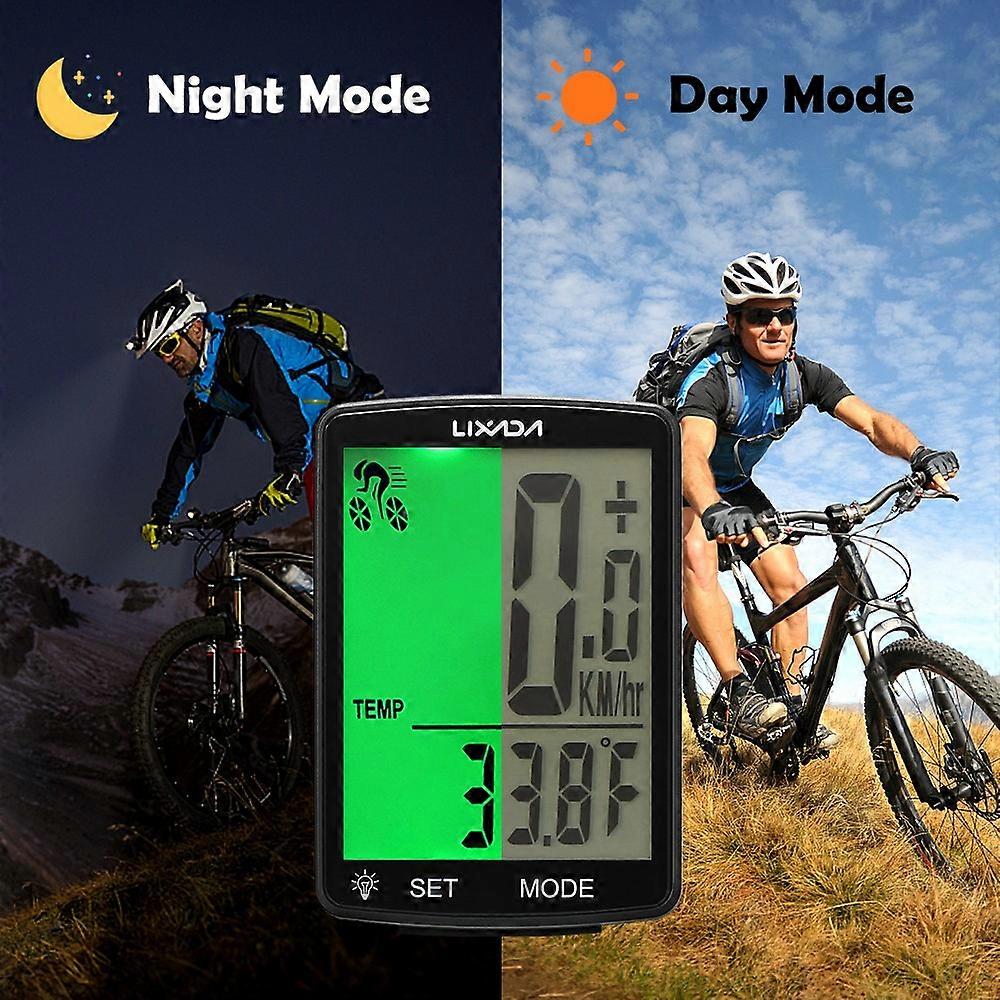 LIXADA Wireless Bike Computer Multi Functional LCD Screen Bicycle Computer Mountain Bike Speedometer