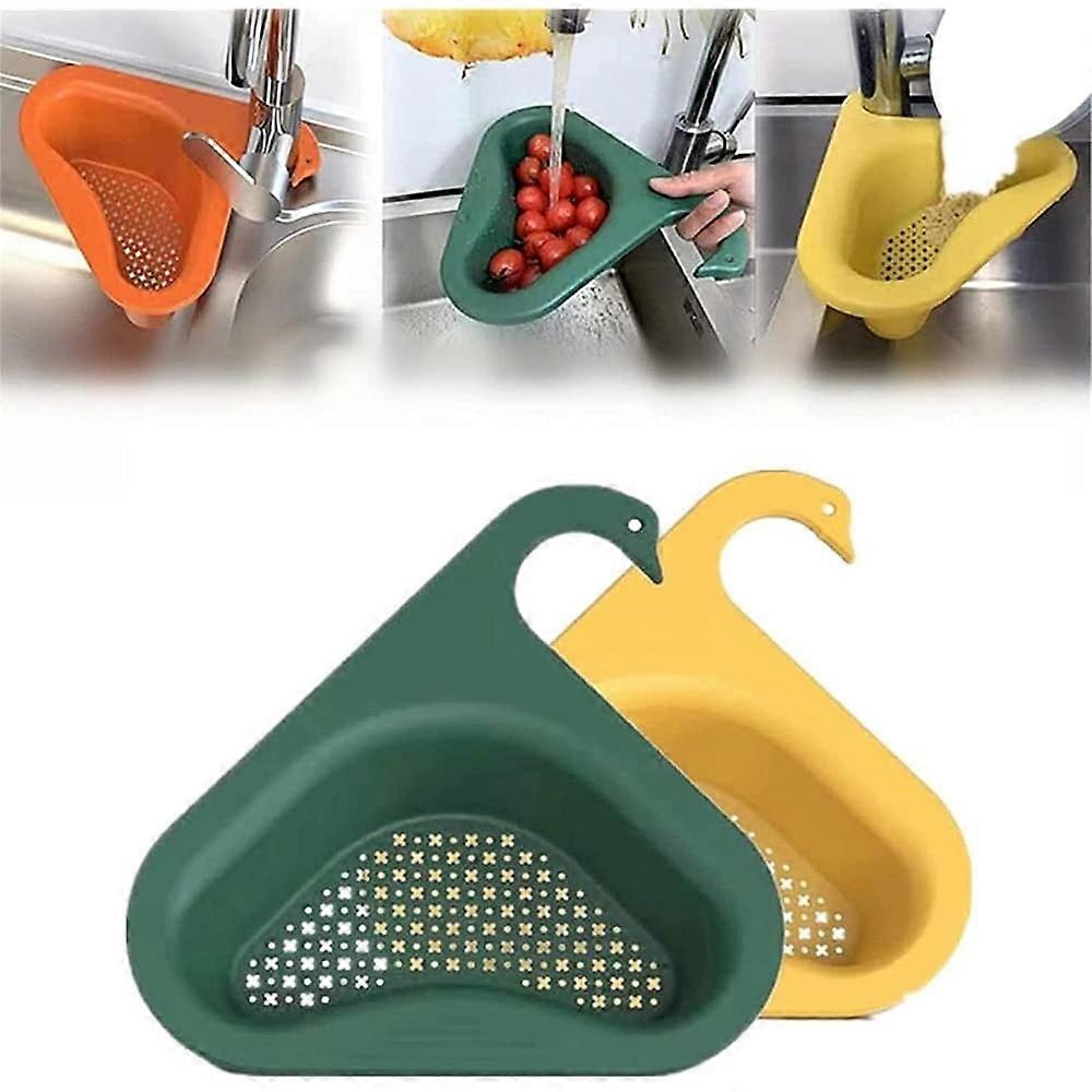 2 PACK Swan Drain Basket, Multi-Purpose Basket, Triangular Sink Drain Shelf