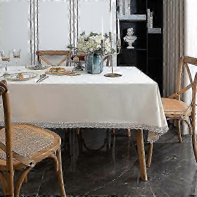 Modern Simple Polyester Pure Pigment Color Rice White Lace Tablecloth Tea Table Tablecloth