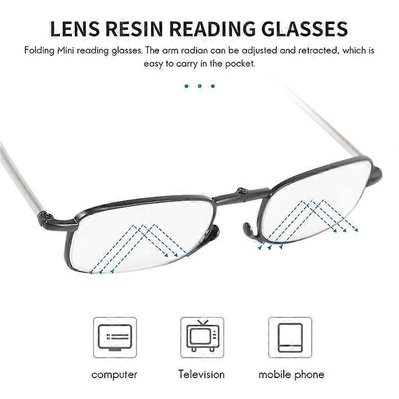 Portable 1 Pairs of Compact Folding Reading Glasses with Mini Flip Top Carrying Case for Fashion Men