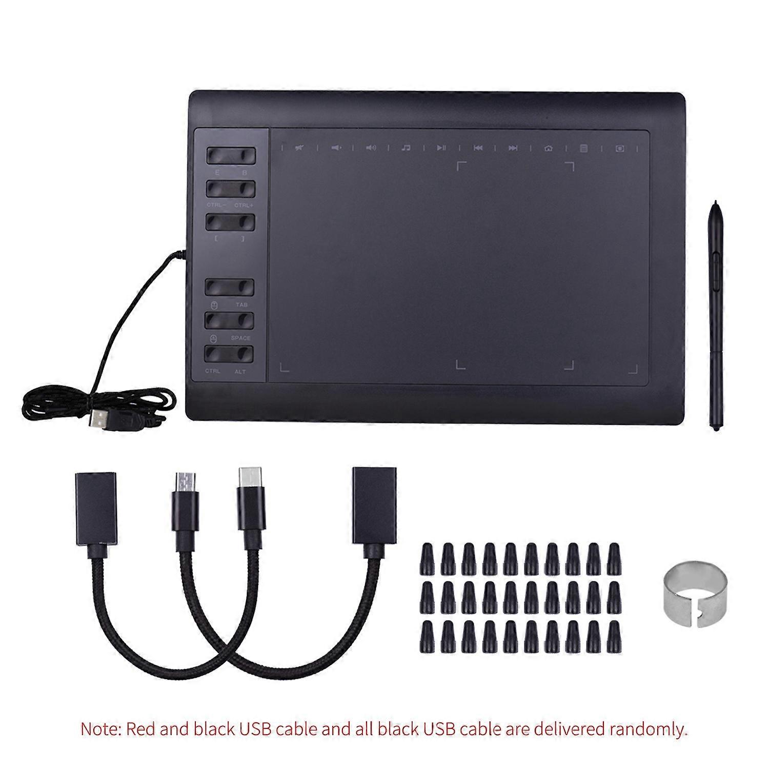 10x6インチ プロフェッショナルグラフィック描画タブレット 12個のエクスプレスキー、8192レベル、バッテリーフリースタイラス/