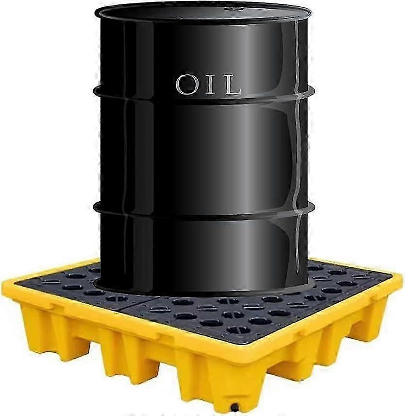 Spill Control Modular Platform Drum Containment Pallet, Yellow Polyethylene Tray 72x72x16cm Load Capacity