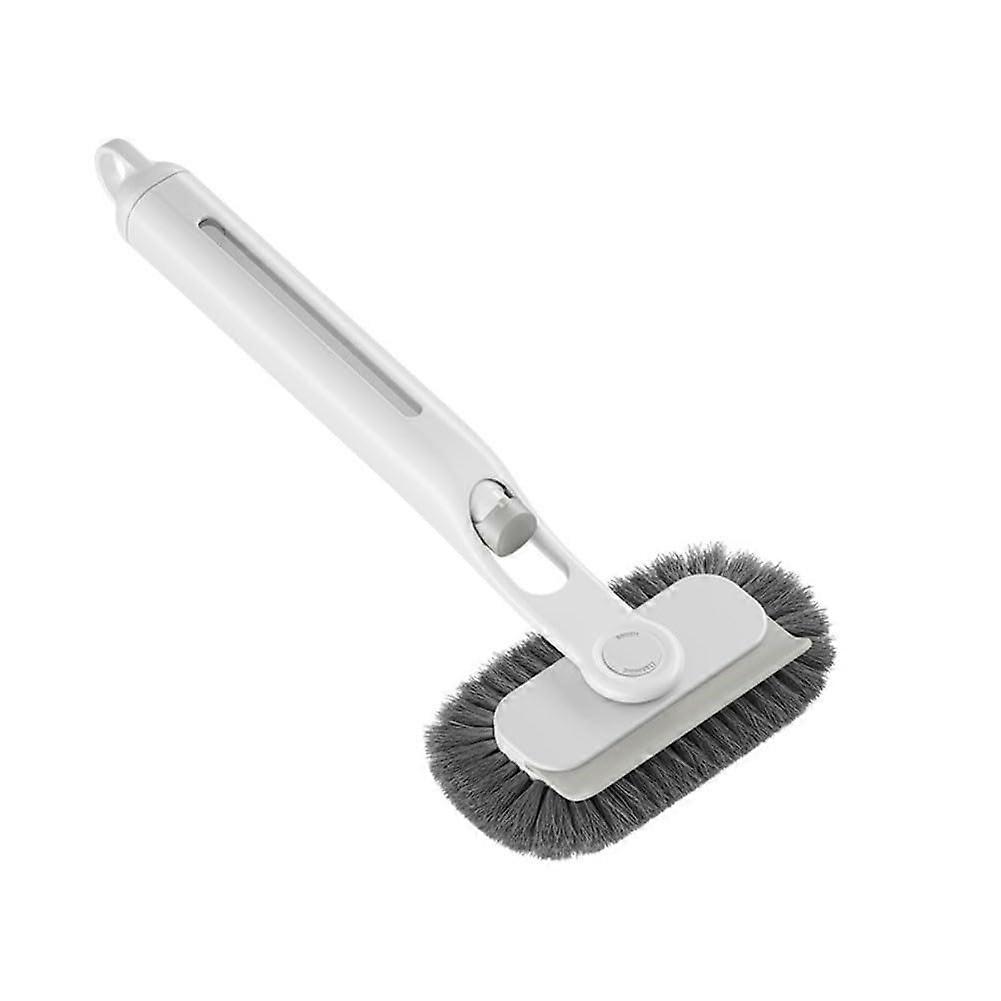 Cleaning Brush with Adjustable Head and Silicone Scraper for Bathroom Walls Floors Tiles – Ergonomic Lightweight White Design