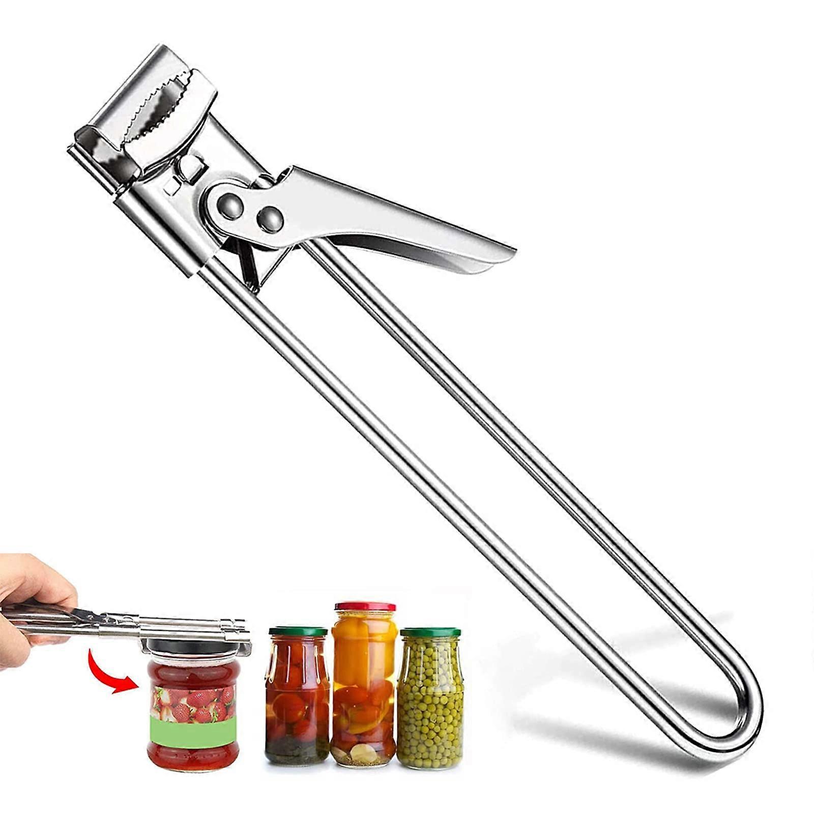 Stainless Steel Jar and Can Lid Opener Adjustable Manual Tool for Seniors and Weak Hands
