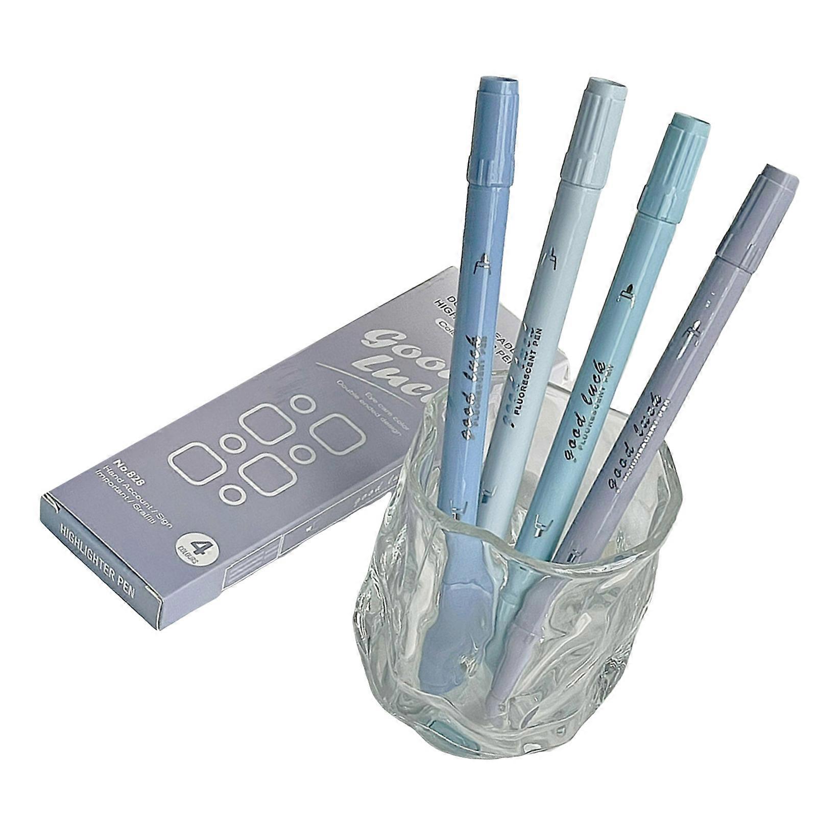 4 Pcs Painting Highlighter Double Headed Highlighter Markers Gradient Color Highlighter Pen School Supplies Multicolor