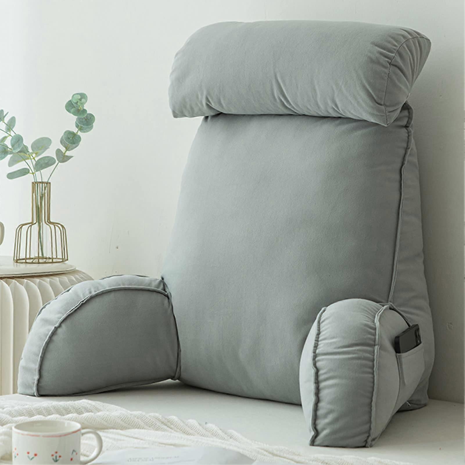 Reading Pillow with Armrests and Back Support for Bed, Couch or Chair, Removable Cover