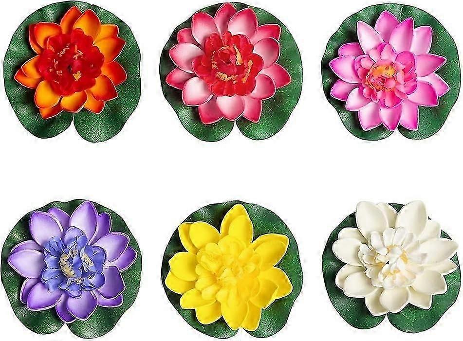 6 Pieces Artificial Water Lily Artificial Flower Water Lily Floating Lotus for Garden,Aquarium,Garde