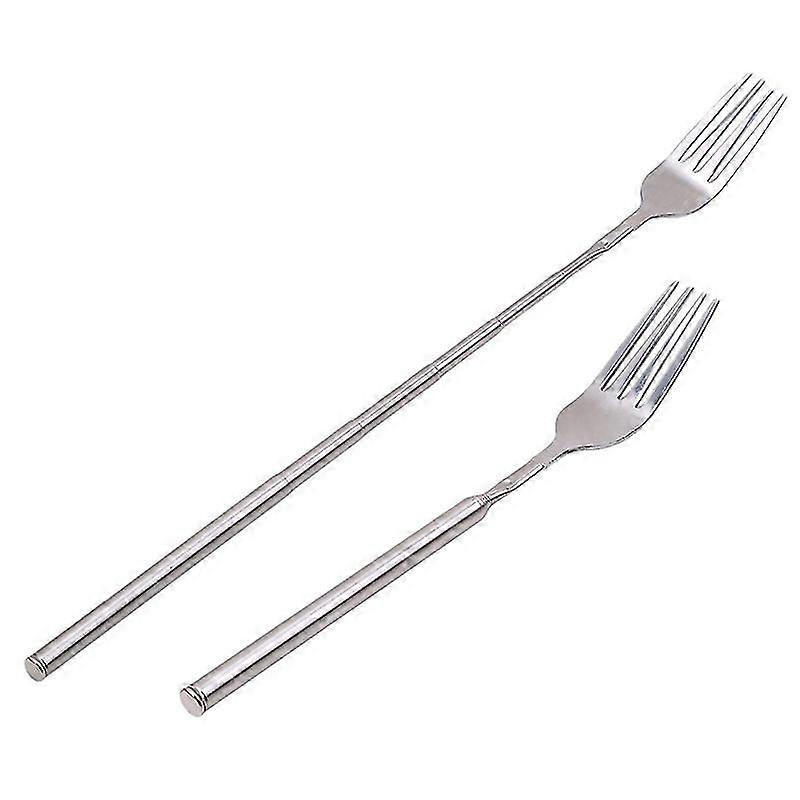 Silver Stainless Telescopic Extendable Fork Dinner Fruit Dessert Cutlery Forks