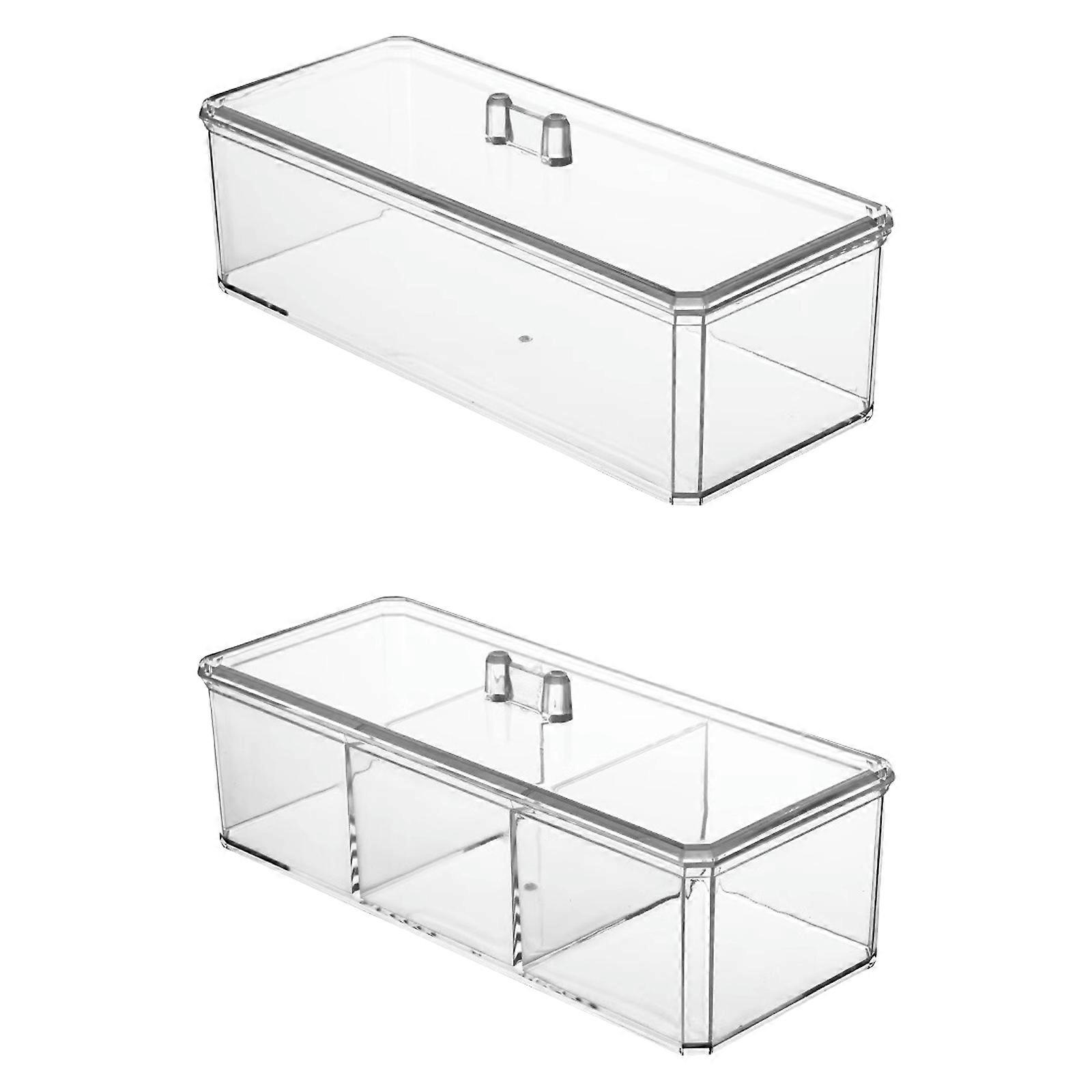 Pack Of 2 Practical Makeup Tools Organizers Drawer Stackable Cosmetic Storage Box With Lid For Bathroom Dressing Table Multicolor