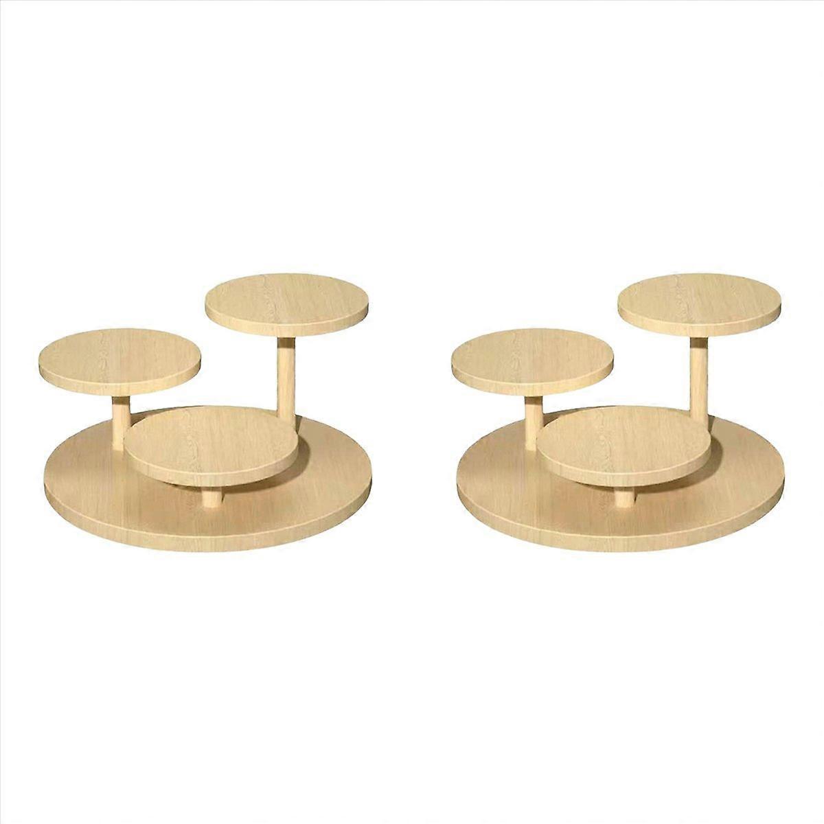 2X Wooden Display Riser Stand 3-Tier Display Step Shelf Organizer for Displaying Jewelry, Cosmetics,