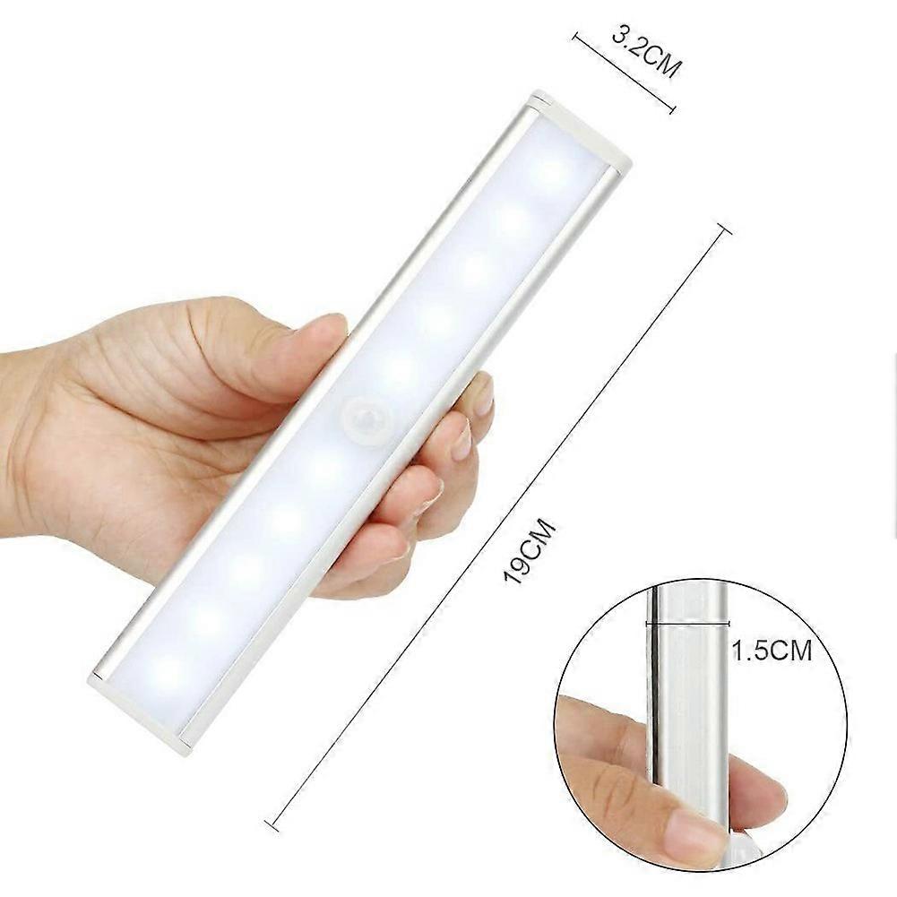 10 Led Wireless Battery/Usb Powered Pir Motion Sensor Closet Night Light